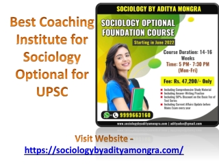 Best Coaching Institute for Sociology Optional for UPSC | Sociology by Aditya Mo