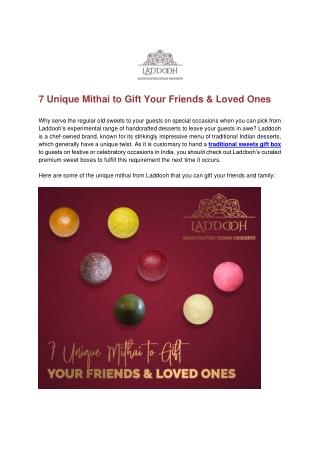 7 Unique Mithai to Gift Your Friends & Loved Ones
