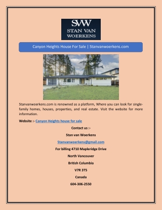 Canyon Heights House For Sale | Stanvanwoerkens.com