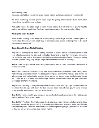 What is Share Market and Their Steps