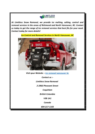 Ice Control and Removal Services in North Vancouver, BC