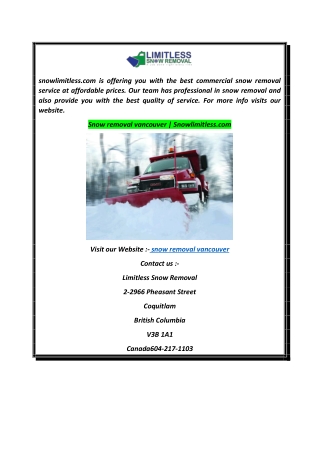 Snow removal vancouver  Snowlimitless.com