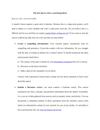 The best tips to write a convincing thesis