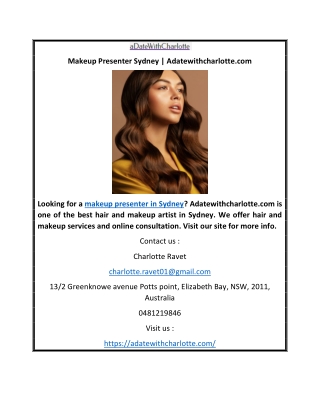 Makeup Presenter Sydney | Adatewithcharlotte.com