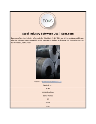 Steel Industry Software Usa | Eoxs.com