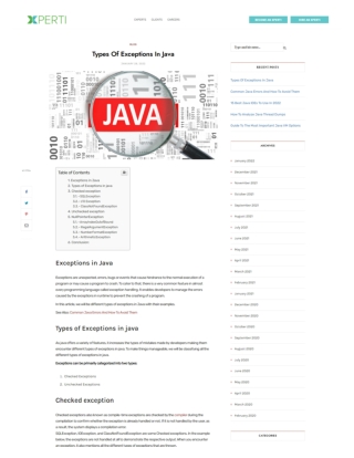 Types Of Exceptions In Java