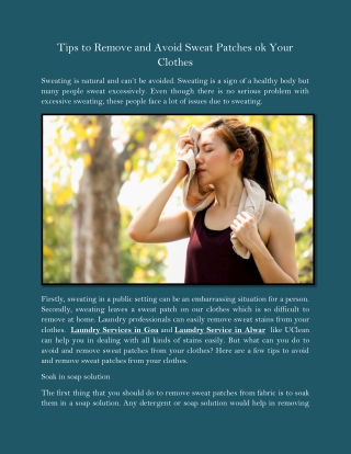 Tips to Remove and Avoid Sweat Patches ok Your Clothes