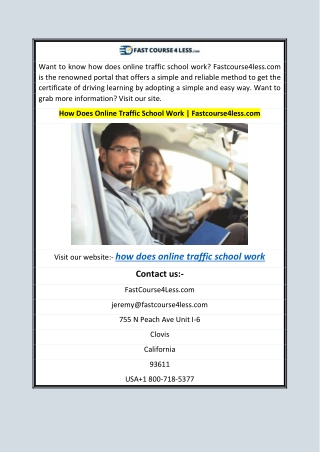 How Does Online Traffic School Work  Fastcourse4less.com