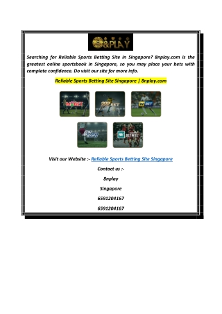 Reliable Sports Betting Site Singapore  8nplay.com