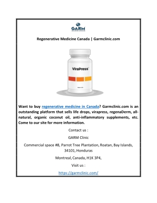 Regenerative Medicine Canada | Garmclinic.com