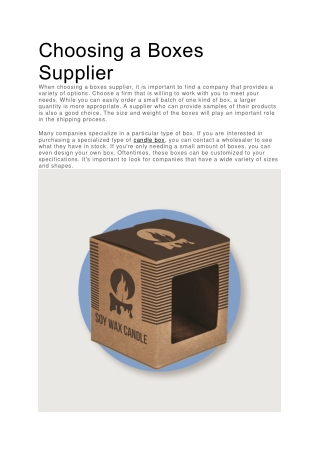 Choosing a Boxes Supplier
