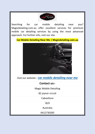 Car Mobile Detailing Near Me | Magicdetailing.com.au