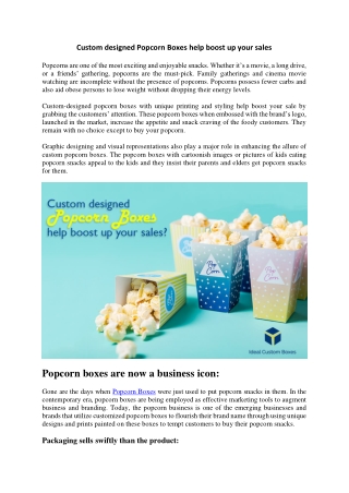 Custom designed Popcorn Boxes help boost up your sales