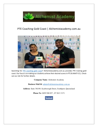 PTE Coaching Gold Coast | Alchemistacademy.com.au