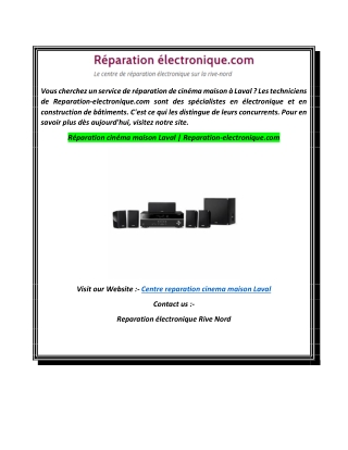 Réparation cinéma maison Laval  Reparation-electronique.com