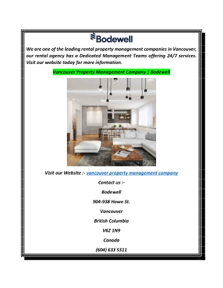 Vancouver Property Management Company  Bodewell