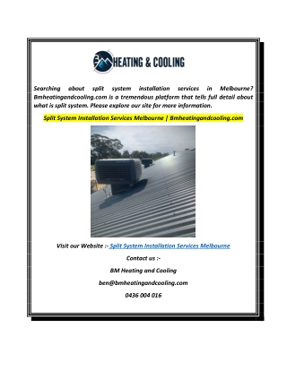 Split System Installation Services Melbourne Bmheatingandcooling.com