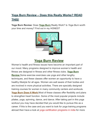 Yoga Burn Review – Does this Really Works_ READ THIS!