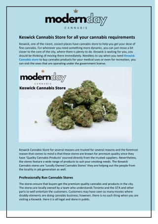 Keswick Cannabis Store for all your cannabis requirements