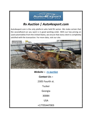 Rv Auction | Auto4export.com