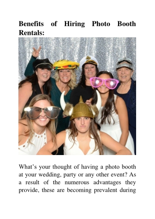 Benefits of Hiring Photo Booth Rentals