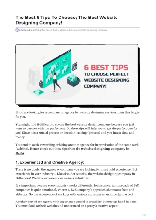 6 Tips To Choose The Best Website Designing Company
