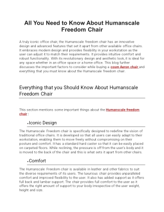 All You Need to Know About Humanscale Freedom Chair