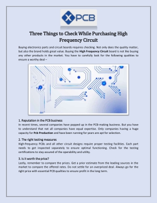 Three Things To Check While Purchasing High Frequency Circuit
