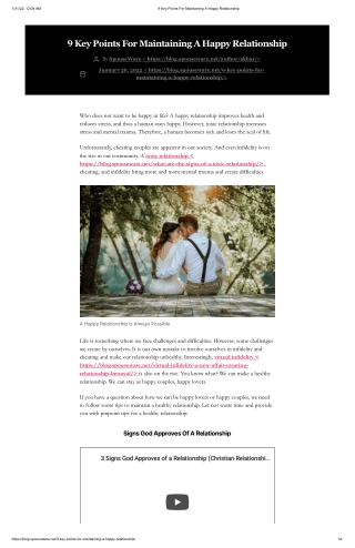 9 Key Points For Maintaining A Happy Relationship