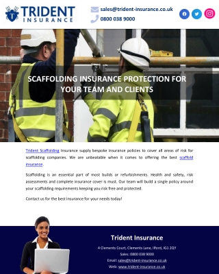 SCAFFOLDING INSURANCE PROTECTION FOR YOUR TEAM AND CLIENTS