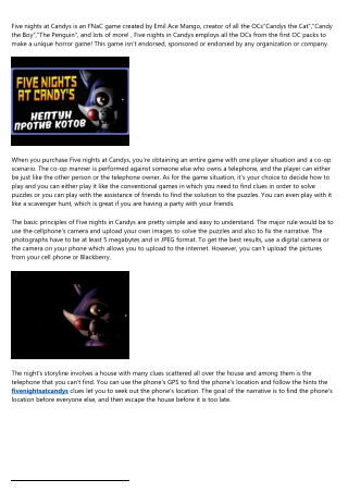 Five Nights In Candys - A Review