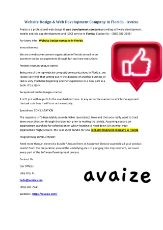 Website Design & Web Development Company in Florida - Avaize