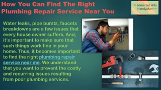 Plumbing Repair Service Near Me In Bernardsville