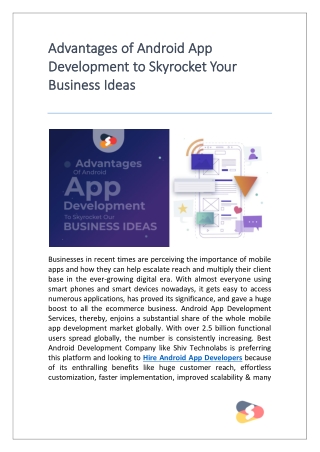 Advantages of Android App Development to Skyrocket