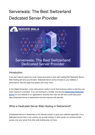 Serverwala_ The Best Switzerland Dedicated Server Provider