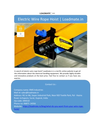 Electric Wire Rope Hoist | Loadmate.in