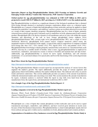 Global Egg Phosphatidylcholine Market