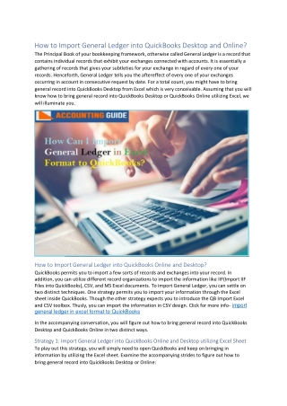 How to Import General Ledger in Excel Format to QuickBooks