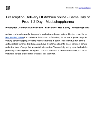 Prescription Delivery Of Ambien online - Same Day or Free 1-2 Day - Medsshopphar