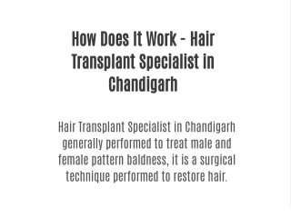 How Does It Work - Hair Transplant Specialist in Chandigarh