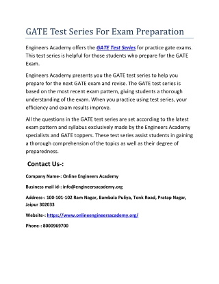 GATE Test Series for Exam Preparation