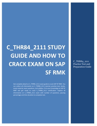 C_THR84_2111 Study Guide and How to Crack Exam on SAP SF RMK