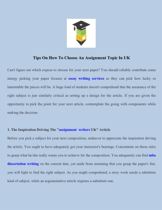 Tips On How To Choose An Assignment Topic In UK