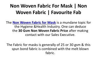 Non Woven Fabric For Mask | Non Woven Fabric | Favourite Fab