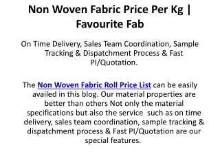 Non Woven Fabric Roll Price Per Kg | Favourite Fab