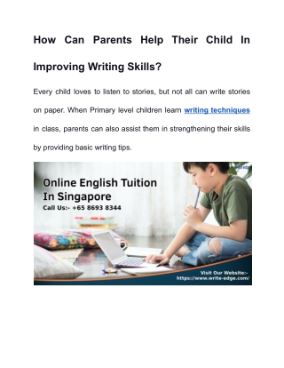 How Can Parents Help Their Child In Improving Writing Skills
