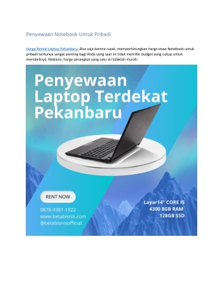 Penyewaan Laptop Terdekat Pekanbaru, WA 0878 9381 1922