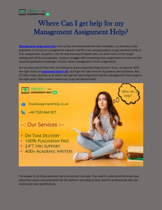 Where Can I get help for my Management Assignment Help?