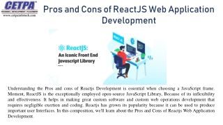 Pros and Cons of ReactJS Web Application Development