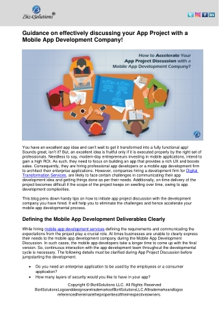 Guidance on effectively discussing your App Project with a Mobile App Development Company